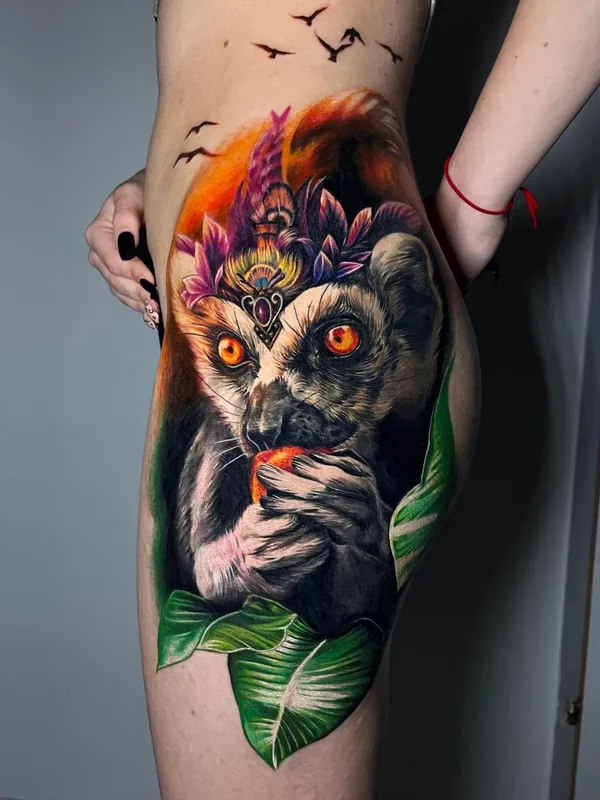 female color realism Tatuagem em thigh #63247 | Tatuador Adrienn Kern