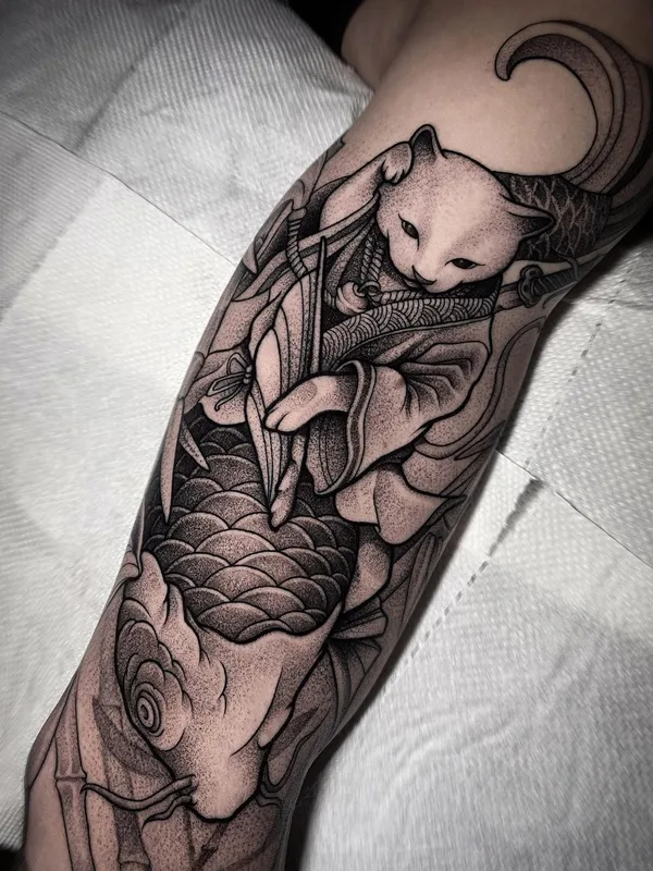 black and grey japanese 纹身 在 forearm #63269 | 纹身师 Maksym Fedosov