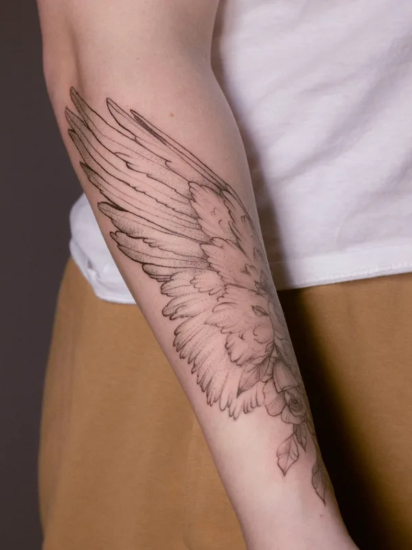 black and grey linework tattoo on forearm #63329 | Tattoo Artist Анастасия Шереметова