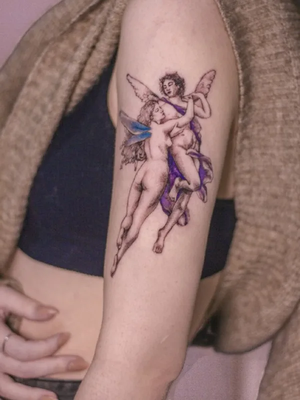 female color illustrative tattoo on upper arm #63339 | Tattoo Artist Анастасия Шереметова