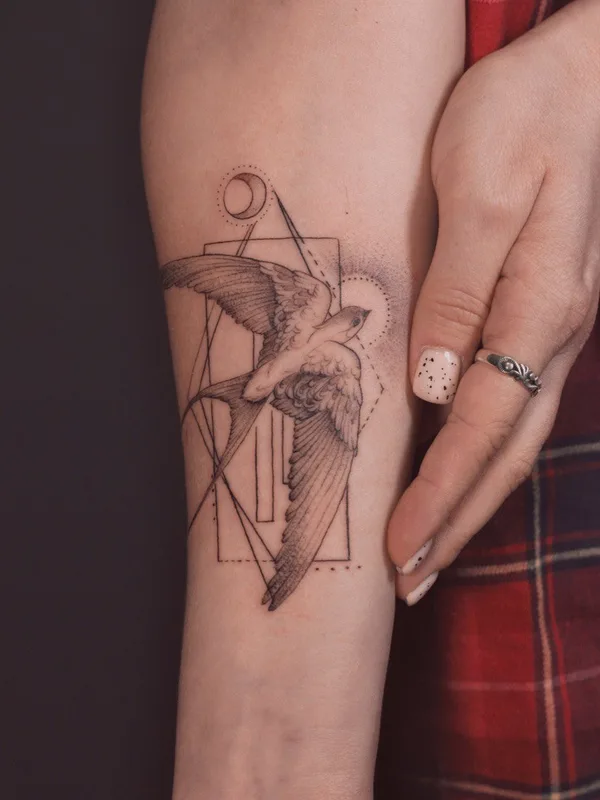 female black and grey fineline tattoo on forearm #63338 | Tattoo Artist Анастасия Шереметова