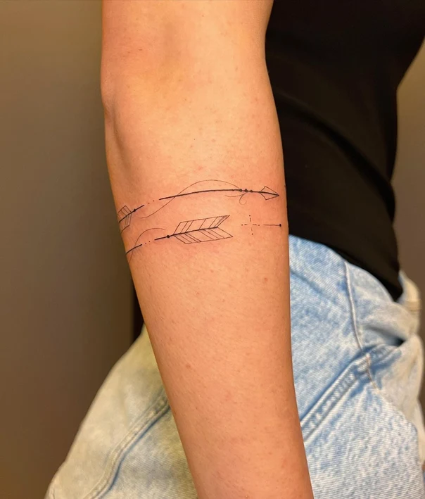 Linework Arrow tattoo on Forearm