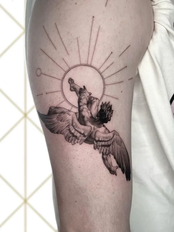 black and grey realism татуировка на thigh #63494 | Тату мастер monsieur.slow