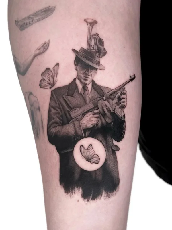 black and grey realism татуировка на thigh #63495 | Тату мастер monsieur.slow