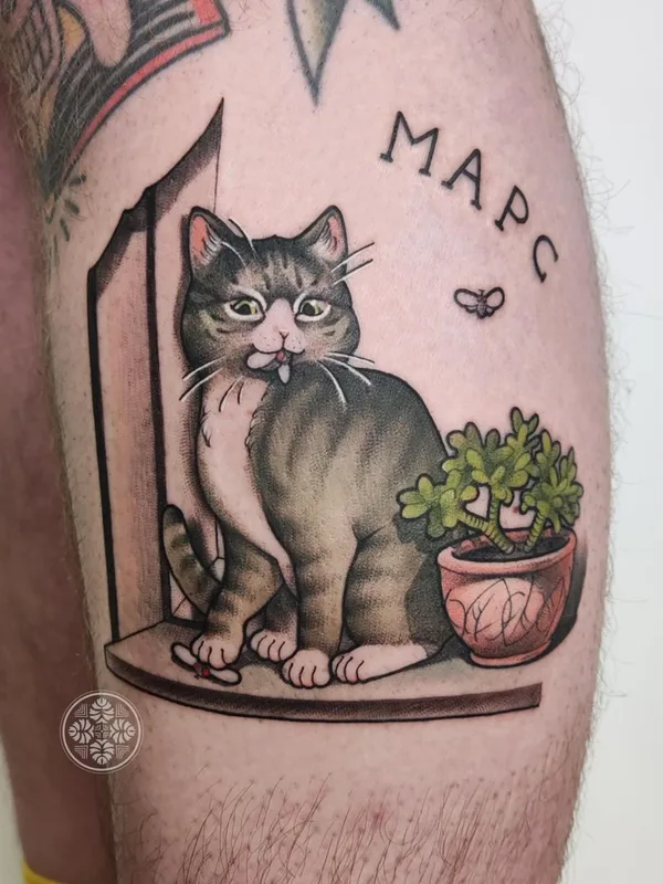 color illustrative tattoo on thigh #63676 | Tattoo Artist Елизавета Мушинская