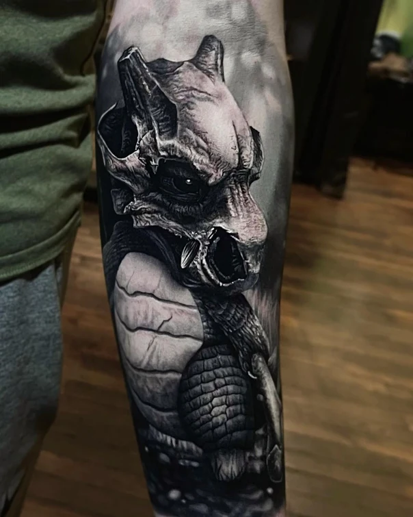 Realism Skull, Creature tattoo on Forearm