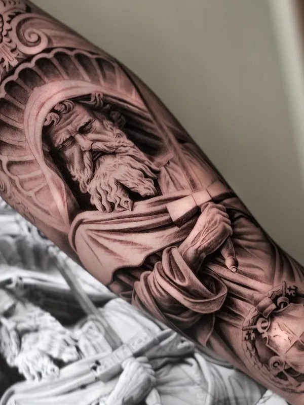 men black&gray realism, engraving Tatuaggio su forearm #63829 | Tatuatore @claytattoos