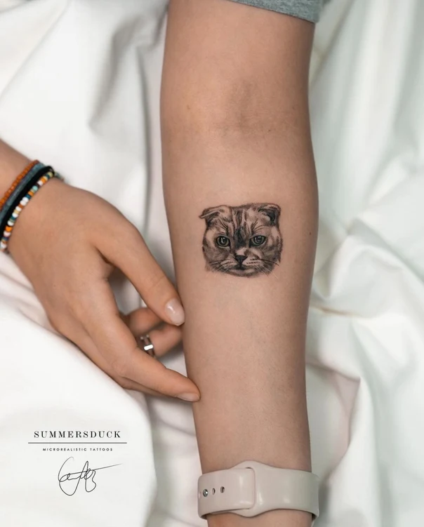 Micro Realism Cat tattoo on Forearm
