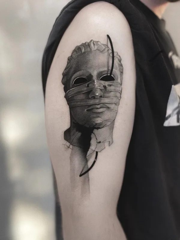 black and grey black and grey 纹身 在 upper arm #63863 | 纹身师 MB Beyger