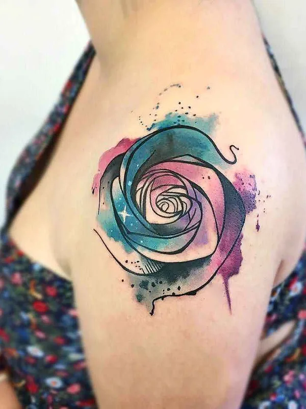 female color watercolor tattoo on shoulder #7593 | Tattoo Artist Yeliz Ozcan
