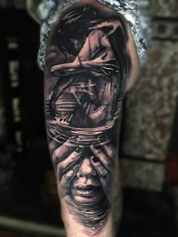 black and grey realism татуировка на thigh #7245 | Тату мастер Sam Barber