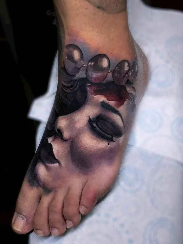 black and grey realism татуировка на foot #7240 | Тату мастер Sam Barber