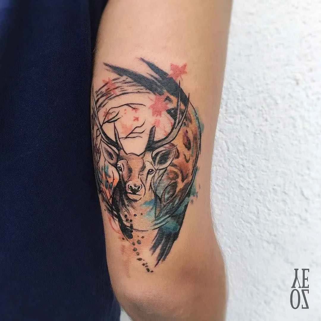 纹身大师Yeliz Ozcan彩色设计师水彩纹身 | 纹身艺术家Yeliz Ozcan彩色设计水彩纹身