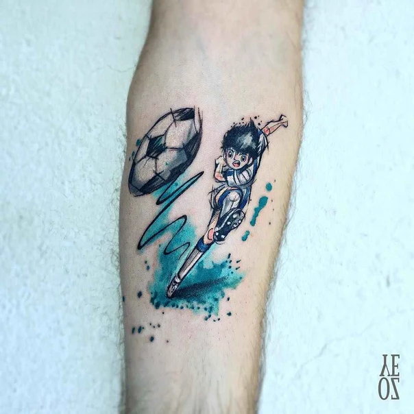 Anime Soccer, Character tattoo on Calf