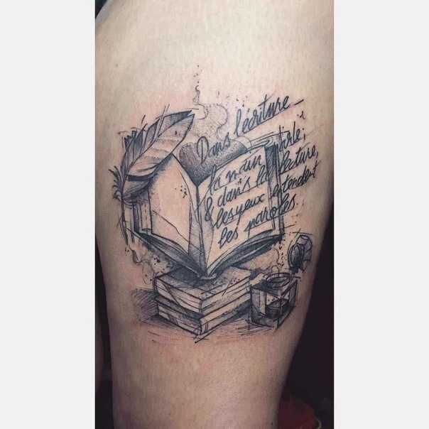 Sketch Book, Feather tattoo on Thigh
