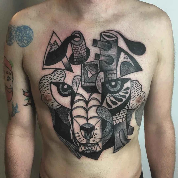 Abstract Animal, Geometric tattoo on Chest