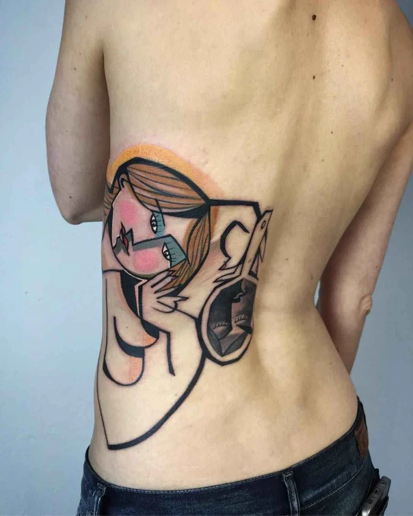 Cubism Figure tattoo on Side