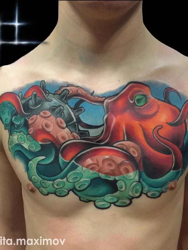color neo traditional Tatuaggio su chest #7736 | Tatuatore Никита Максимов