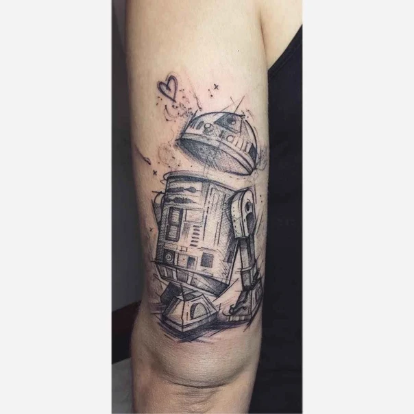 Sketch Robot, Heart tattoo on Forearm