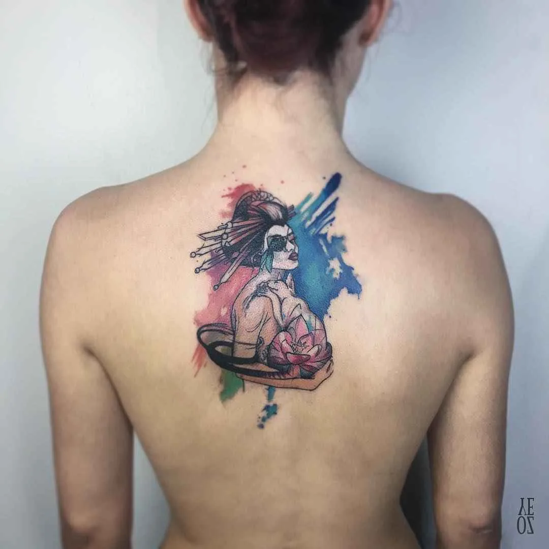 纹身大师Yeliz Ozcan彩色设计师水彩纹身 | 纹身艺术家Yeliz Ozcan彩色设计水彩纹身