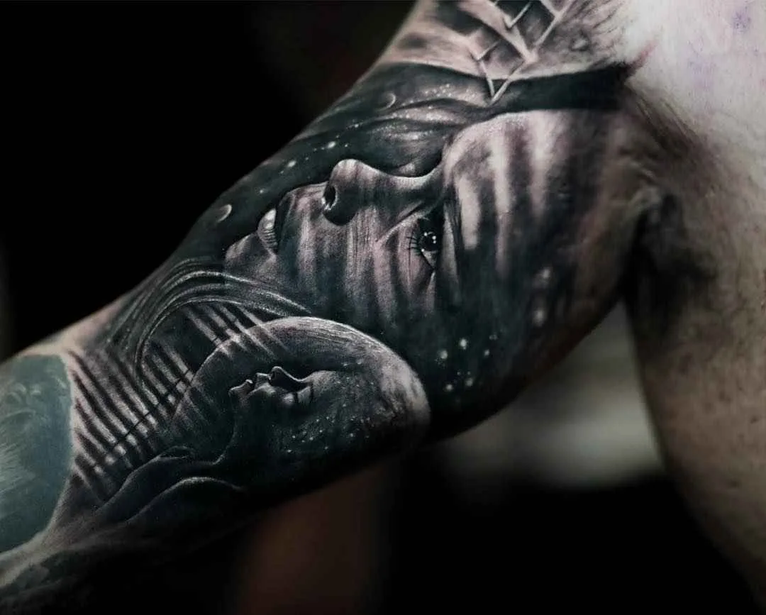 Тату-мастер Sam Barber атмосферные реализм татуировки цветные, черно-белые | Tattoo artist Sam Barber realism tattoo dark , color, black and gray