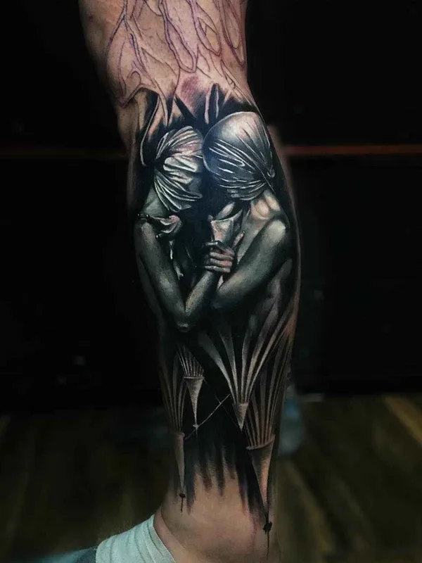 black and grey realism татуировка на calf #7250 | Тату мастер Sam Barber