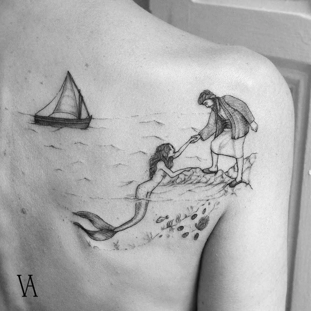 Tattoo artist Violeta Arus Dotwork , linework black tattoo , minimalism