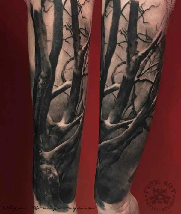 Realism Trees, Forest tattoo on Forearm