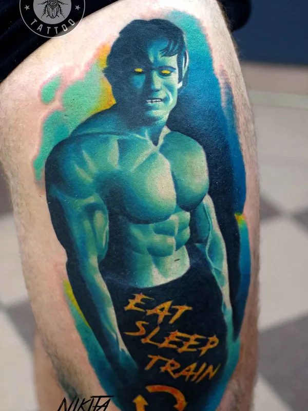 color realism tattoo on thigh #7064 | Tattoo Artist Никита Кузьменко