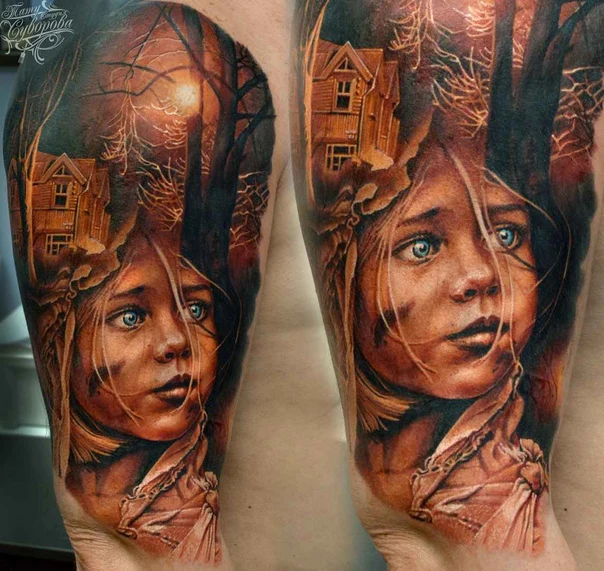 Реализм Portrait, House tattoo на Предплечье