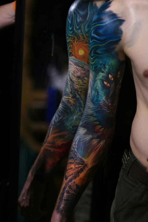 Сюрреализм Abstract, Landscape tattoo на Полный рукав