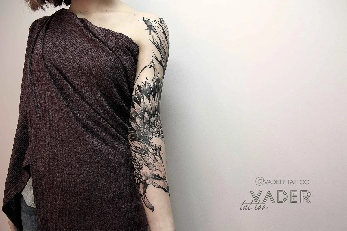 тату-мастер Татьяна Вейдер (Vader) графика и акварель фрихенд татуировки | Tattoo artist Tatiana Vader graphic and watercolor free hand design tattoo