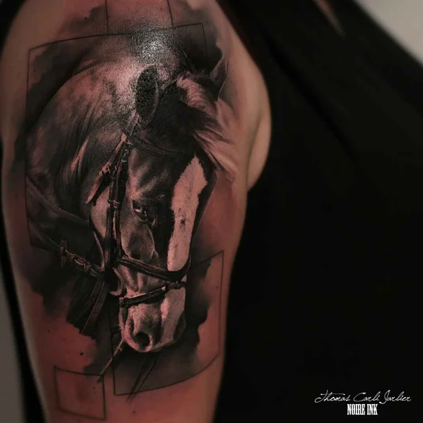 Realism Horse tattoo on Shoulder