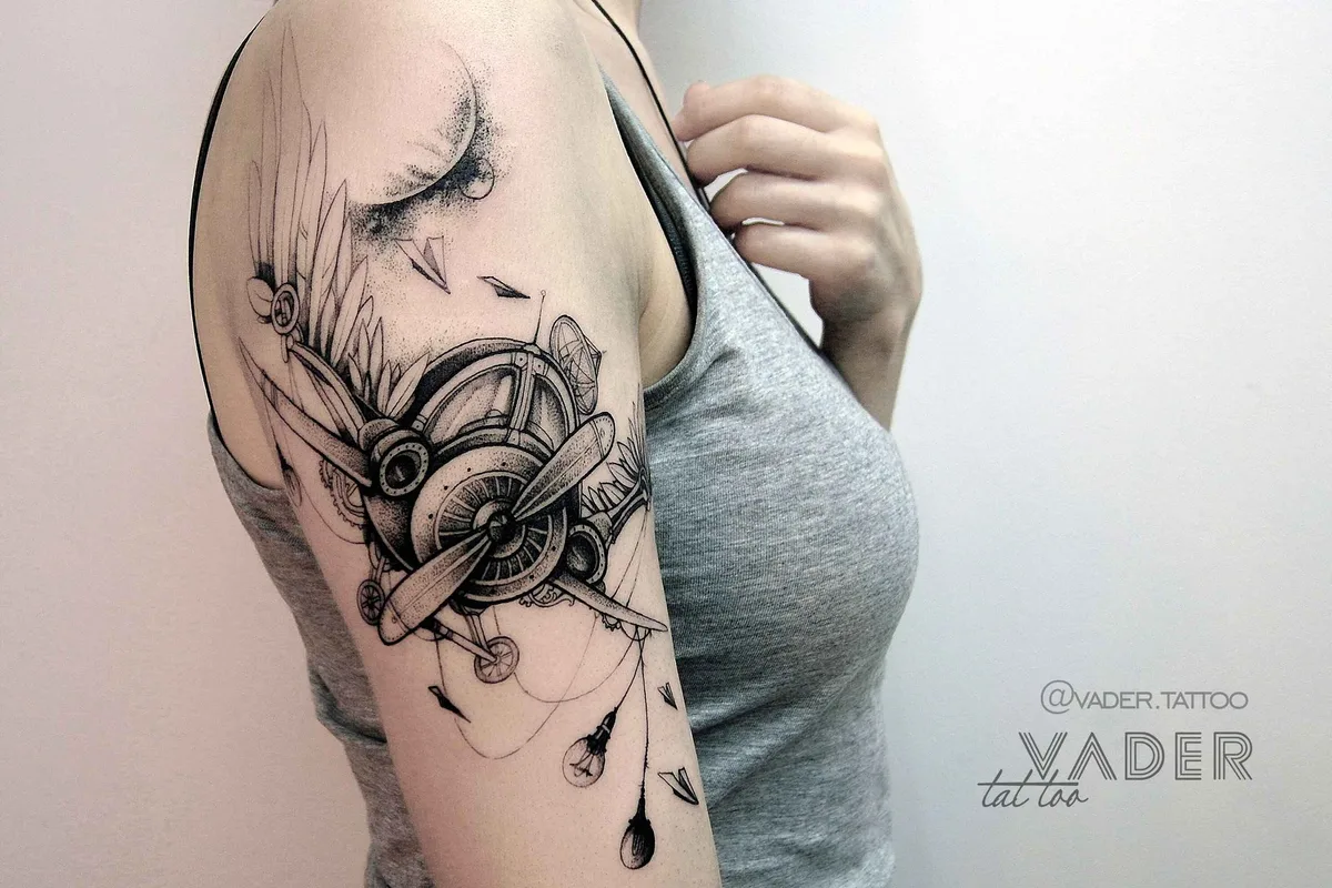 тату-мастер Татьяна Вейдер (Vader) графика и акварель фрихенд татуировки | Tattoo artist Tatiana Vader graphic and watercolor free hand design tattoo