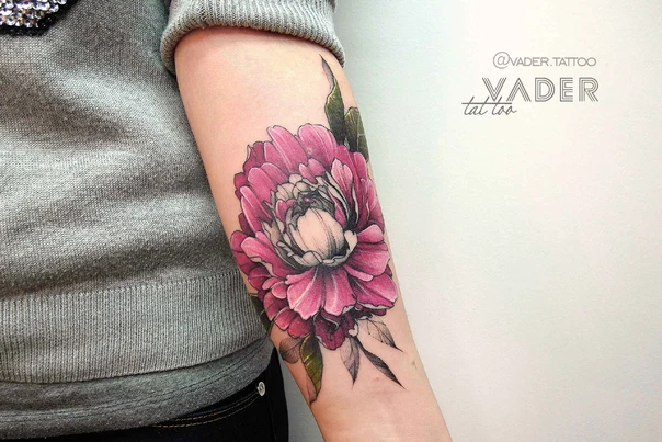 Realism Flower, Peony tattoo on Forearm
