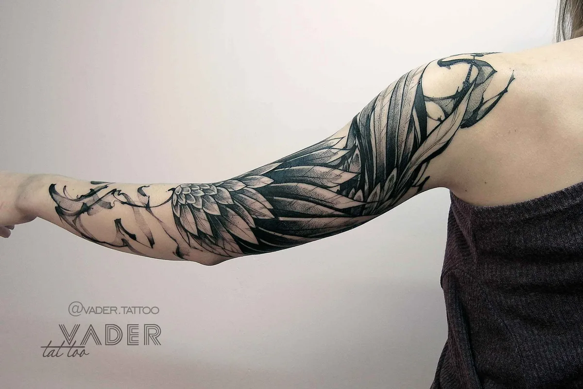 тату-мастер Татьяна Вейдер (Vader) графика и акварель фрихенд татуировки | Tattoo artist Tatiana Vader graphic and watercolor free hand design tattoo