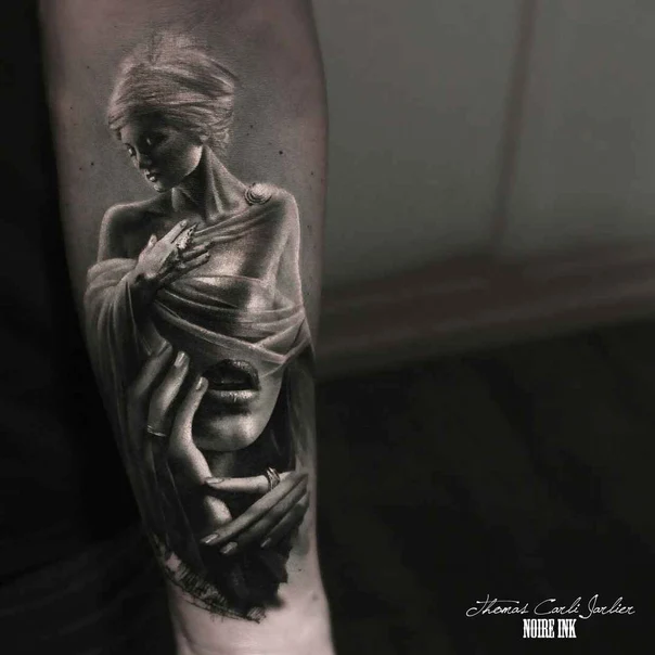 Realism Woman, Portrait tattoo on Forearm