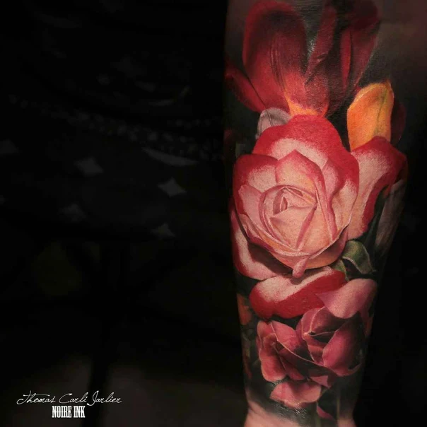 Realism Rose, Flowers tattoo on Forearm