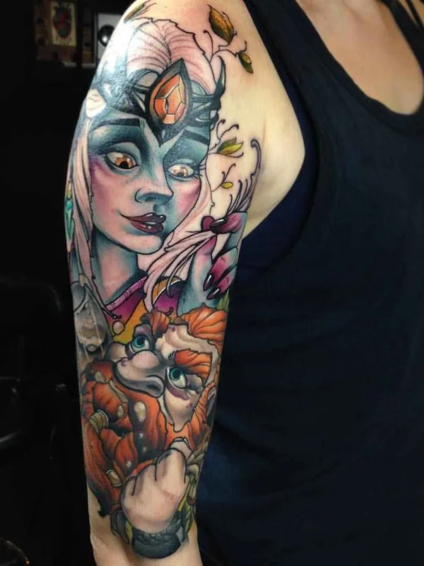 female color illustrative Tatuaggio su full sleeve #7681 | Tatuatore Герман Горбунов