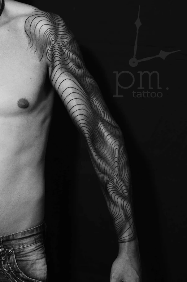 Геометрия Topography, Lines tattoo на Полный рукав