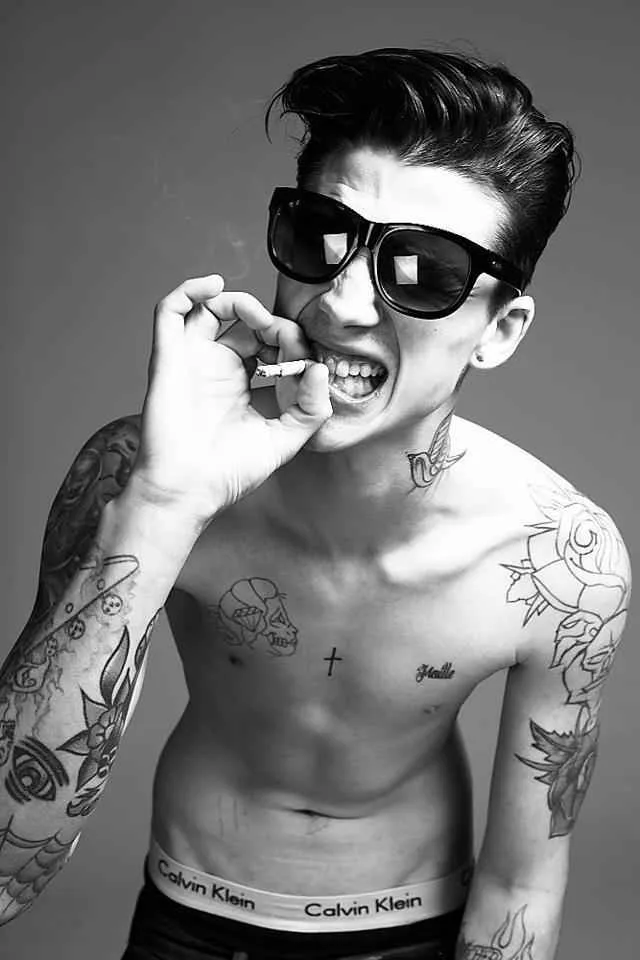 Tattooed model Ashley Ash Stymest , professional male photo model | UK
