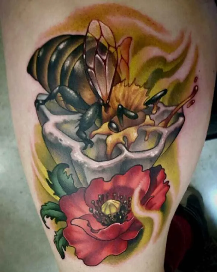 Tattoo artist Aaron Springs , bright color new school tattoos, authors style | USA