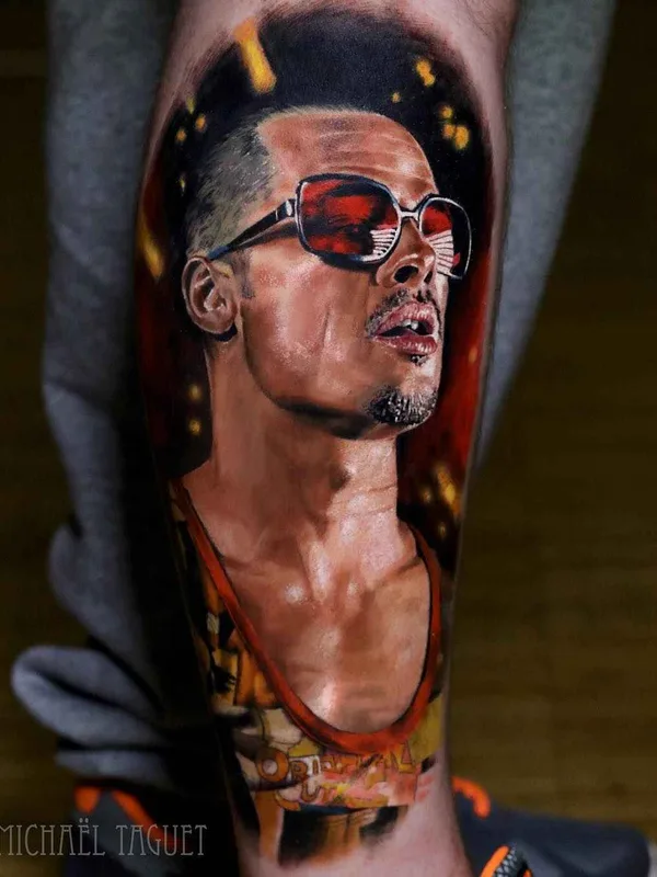 male color realism tatouage sur calf #16534 | Artiste tatoueur Michael Taguet