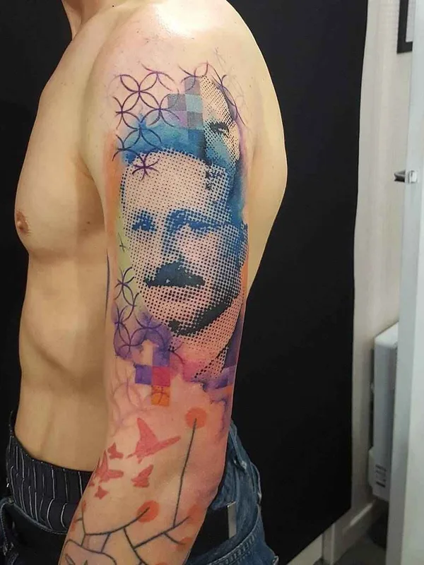 male color portrait 타투 부위 upper arm #16630 | 타투이스트 Guillaume Smash