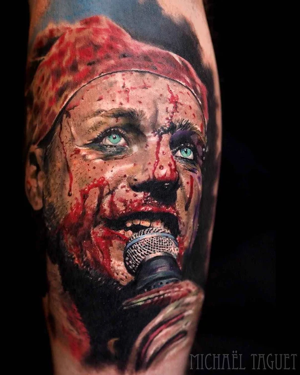 Realism Portrait, Microphone tattoo on Forearm