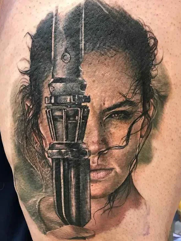 black and grey realism Tatuaggio su thigh #16486 | Tatuatore Sarah Miller