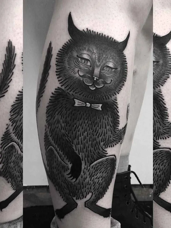 black and grey blackwork Tatuagem em calf #16840 | Tatuador Laura Yahna