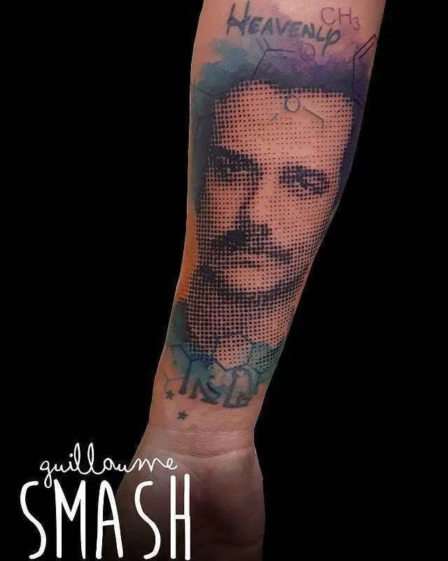 Tattoo artist Guillaume Smash color abstract watercolor tattoo in authors style | France
