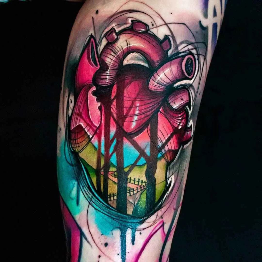 Tattoo artist Uncl Paul Knows color new school tattoo in authors style | Athens, Greece