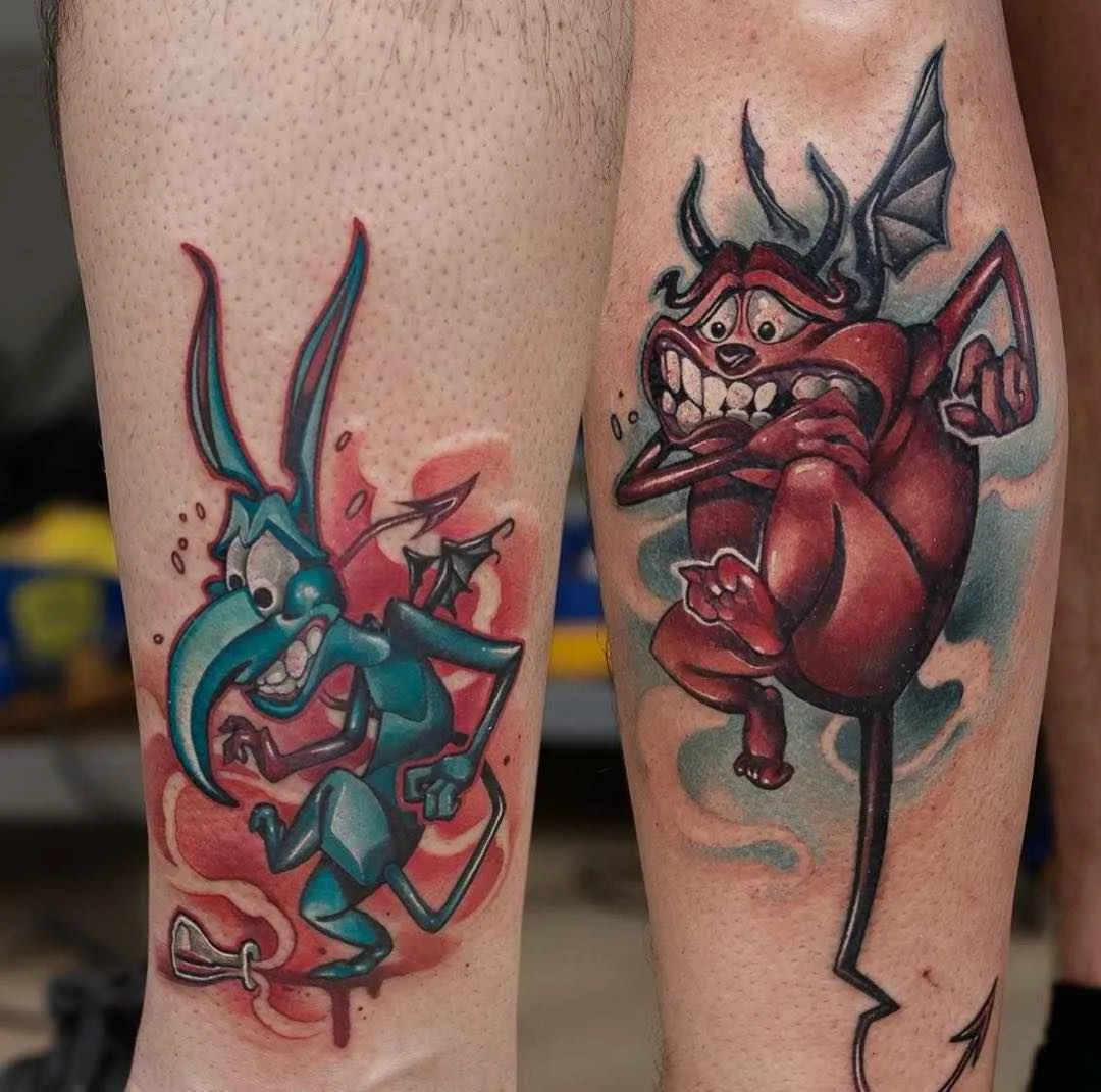 Tattoo artist Uncl Paul Knows color new school tattoo in authors style | Athens, Greece